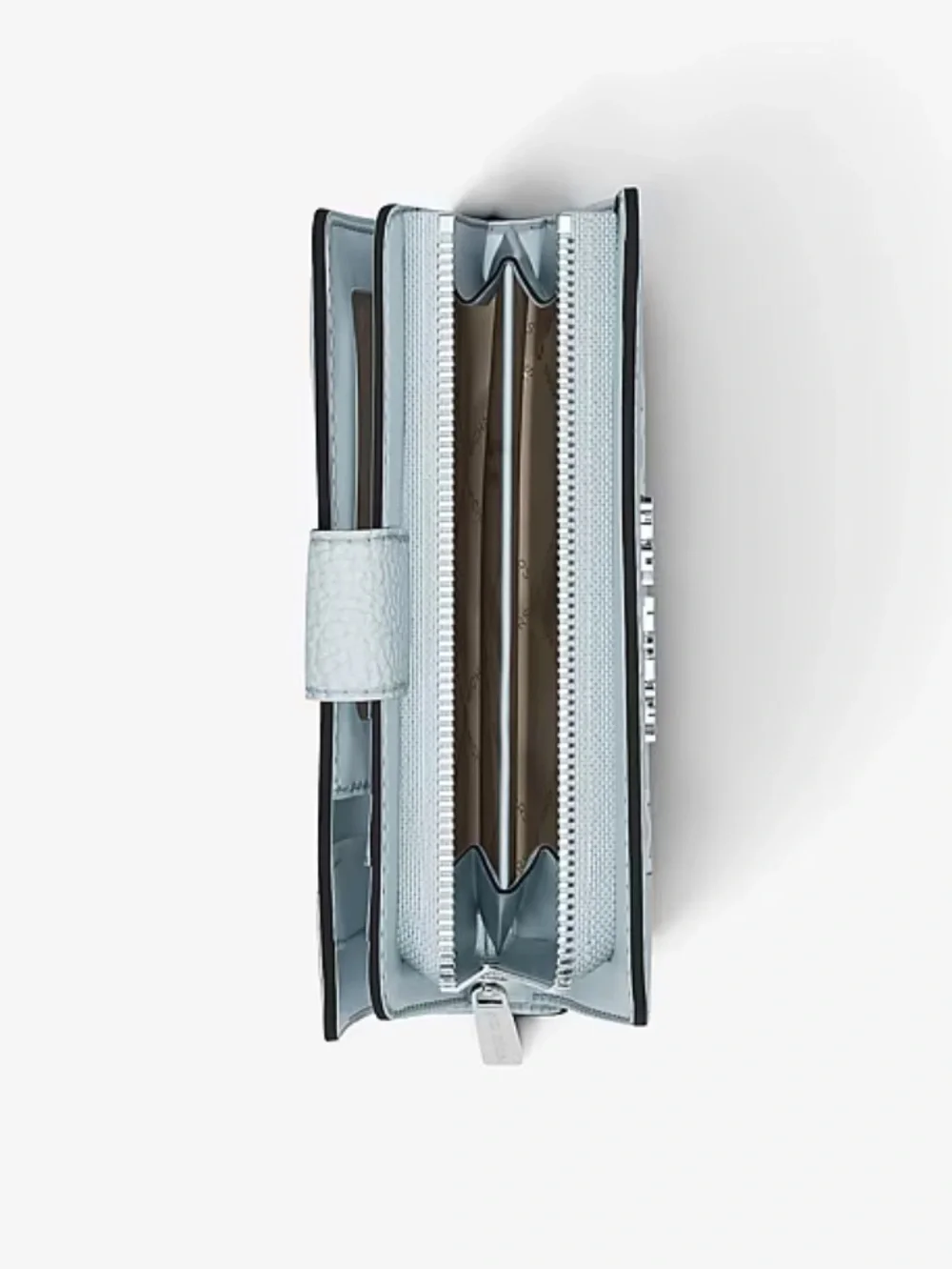 Michael Kors Jet Set Travel Medium Logo Debossed Billfold Wallet Pale Ocean  NWT